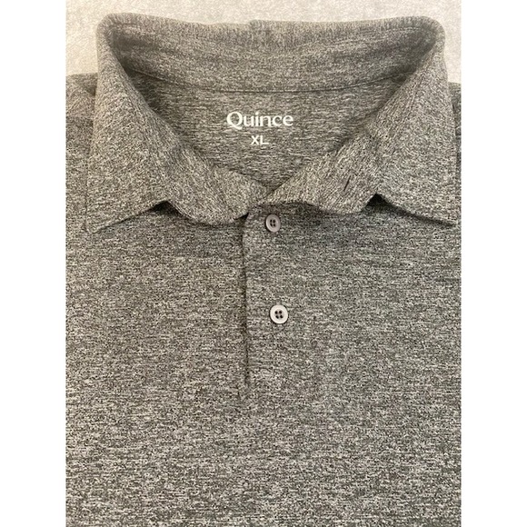Quince Other - Quince Heathered Grey Propique Performance Short‎ Sleeve Polo Shirt Size XL